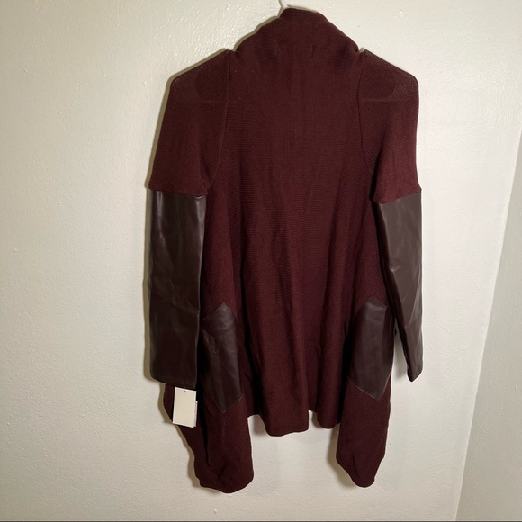 Blank NYC Faux Leather Trim High Low Cardigan Permanent Marker - Picture 9 of 12